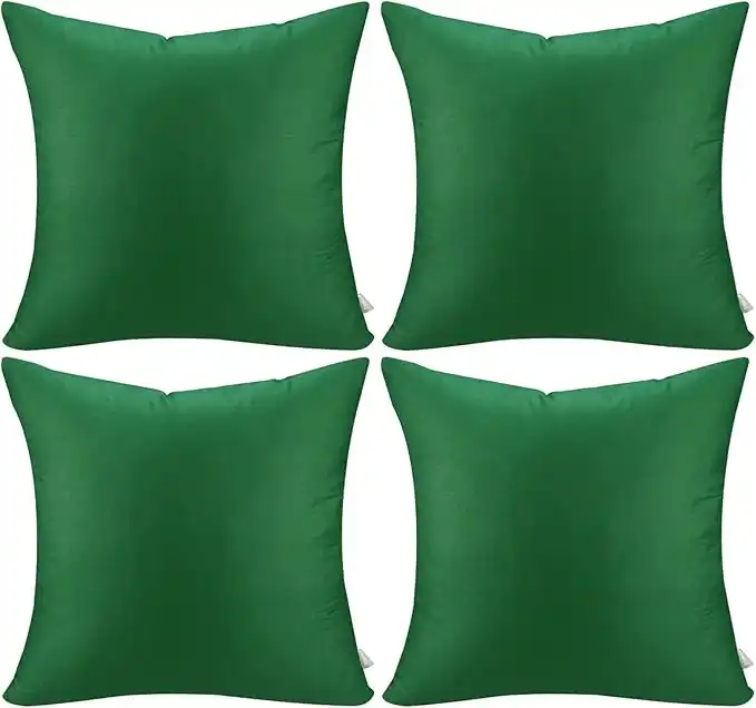 Thmyo 4-Pack 100% Cotton Comfortable Solid Decorative Throw Pillow Case Square Cushion Cover Pillowcase Sublimation Blank Pillow Covers(Cover Only,No Insert)(20x20inch/50x50cm, Christmas Green)