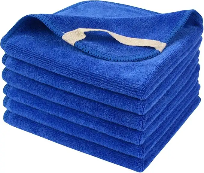 SINLAND Microfiber Facial Cloths Fast Drying Washcloth 12inch x 12inch (6pack, Blue)