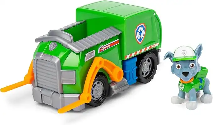 PAW Patrol Rocky’s Recycling Truck Vehicle with Collectible Figure, for Kids Aged 3 Years and Over