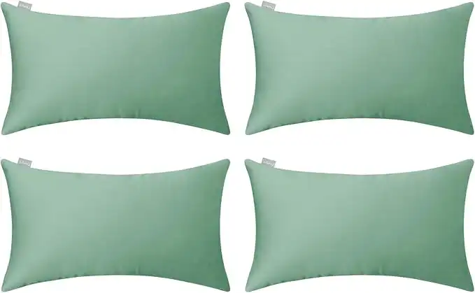 Thmyo - Set of 4 Cotton Square Throw Pillow Covers for Cushion (Cover Only, No Insert 12x20 Inch/30x50cm, Haze Green)