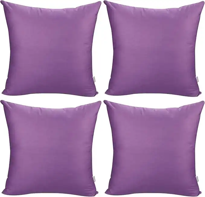 Thmyo 4-Pack 100% Cotton Comfortable Solid Decorative Throw Pillow Case, Square Cushion Cover Pillowcase Sublimation Blank Pillow Covers DIY Throw Pillowcase for Sofa(18x18 inch/ 45x45cm,Purple)
