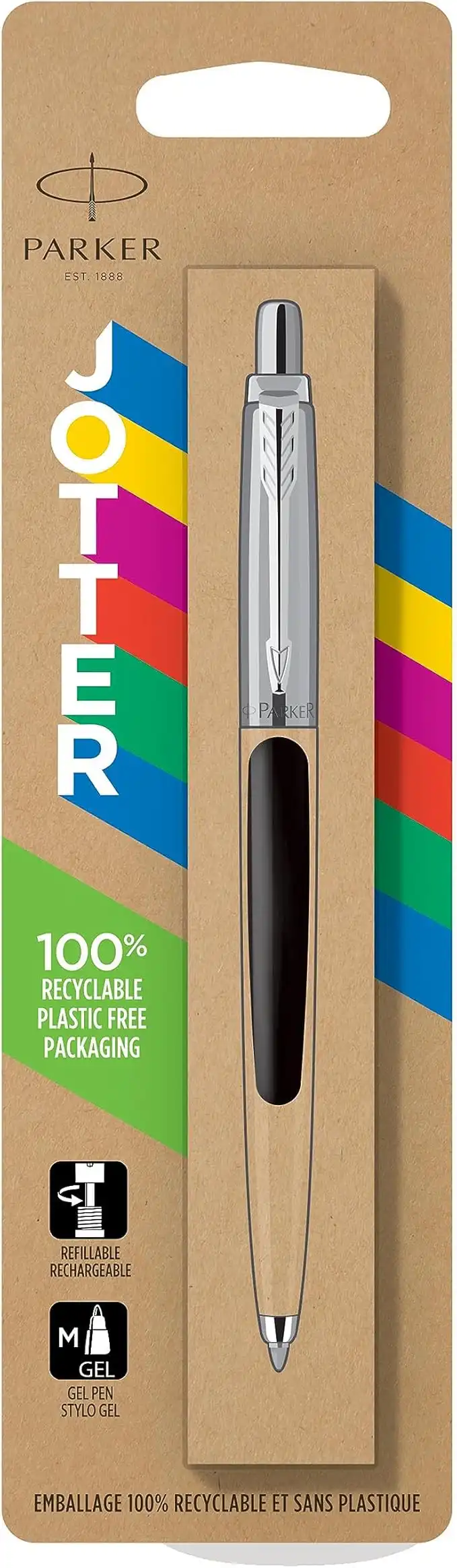 Parker Jotter Originals Gel Pen | '90s Retro Black Finish | Medium Point (0.7 mm) | Black Ink | 1 Count