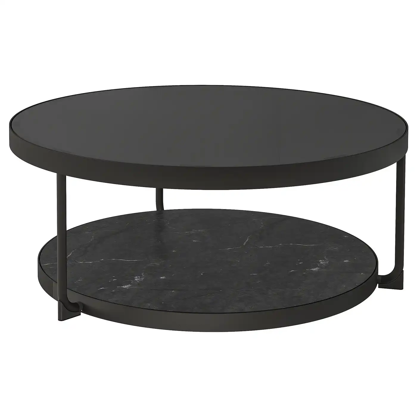 FRÖTORP Coffee table - anthracite marble effect/black glass 88 cm