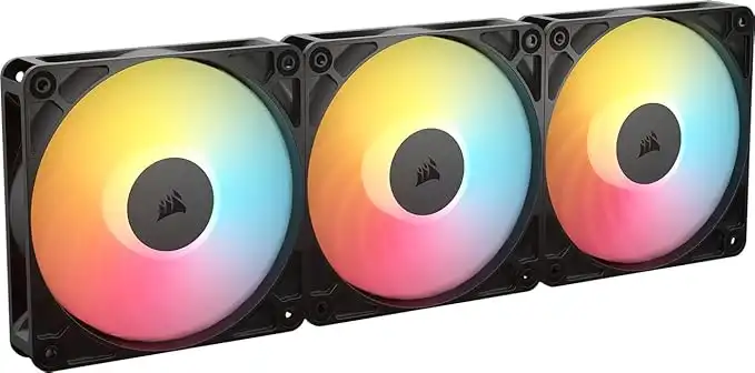 CORSAIR RS120-R ARGB 5V PWM 120mm Inverse Flow Fans - 3 Pieces - 8 RGB LEDs, Reverse Rotor, High Static Pressure, Daisy-Chain, Magnetic Bearing, Zero RPM Mode - Black
