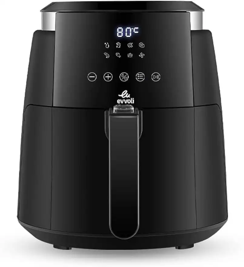 evvoli Digital Air Fryer 4 Liters No Pre-Heat Needed, No-Oil Frying, Fast Crispy and Healthy Digital Temperature Control, EVKA-AF4008D