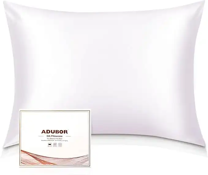 Adubor 100% Silk Pillowcase - Mulberry Silk Pillow Cases, 23 Momme 6A Grade Fibers, Silk Pillow Cases for Hair and Skin Health, with Hidden Zipper (King 20''×36'', White, 1PC)