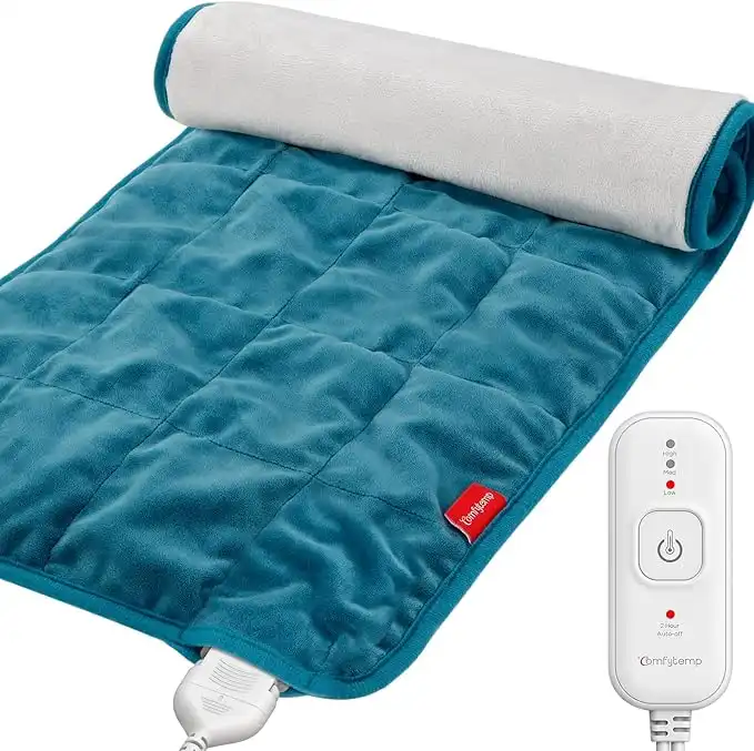 Comfytemp Full Weighted Heat Pad, Electric Pad With 3 Settings, 2H Auto-Off, Stay On, 2.2Lb Large Heating For Neck And Shoulders, Body Relaxation, 12X24”, Washable