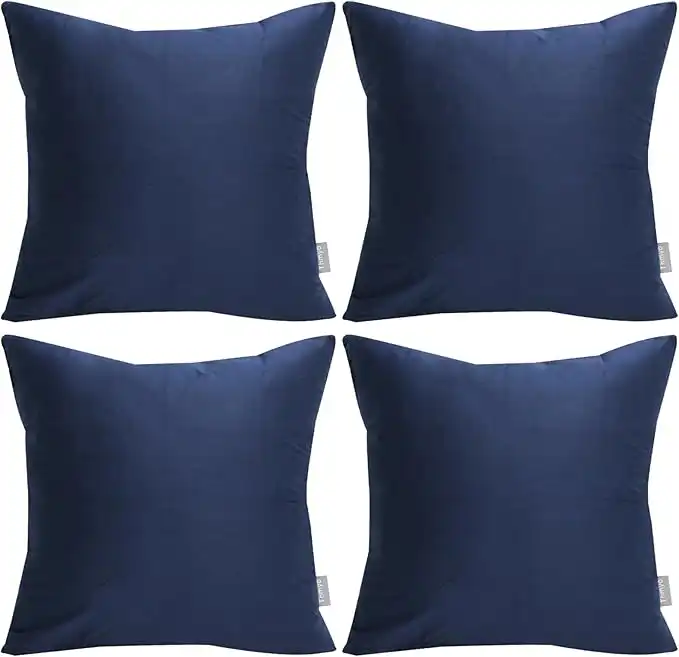 Thmyo 4-Pack 100% Cotton Comfortable Solid Decorative Throw Pillow Case Square Cushion Cover Pillowcase Sublimation Blank Pillow Covers Halloween DIY Throw Pillowcase(16x16inch/40x40cm,Midnight Blue)