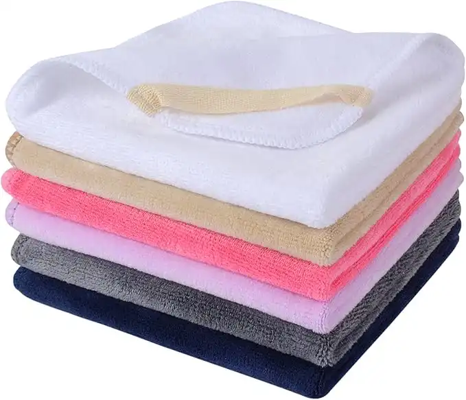 SINLAND Brushed Microfiber Facial Cloths Fast Drying Washcloth 12inch x 12inch Absorbent Face Wash Cloth Soft Makeup Remover Cloths