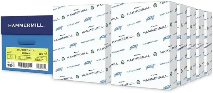 Hammermill Colored Paper, 20 lb Canary Printer Paper, 8.5 x 11-10 Ream (5,000 Sheets) - Made in the USA, Pastel Paper, 103341C