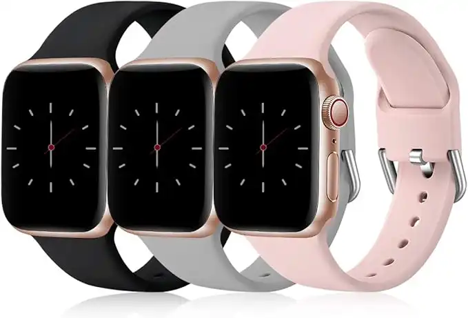 Wepro 3 Pack Compatible with Apple Watch Band 38mm 40mm 41mm 42mm 44mm 45mm 49mm, Silicone Replacement Bands for iWatch Series 8 7 6 5 4 3 2 1 SE