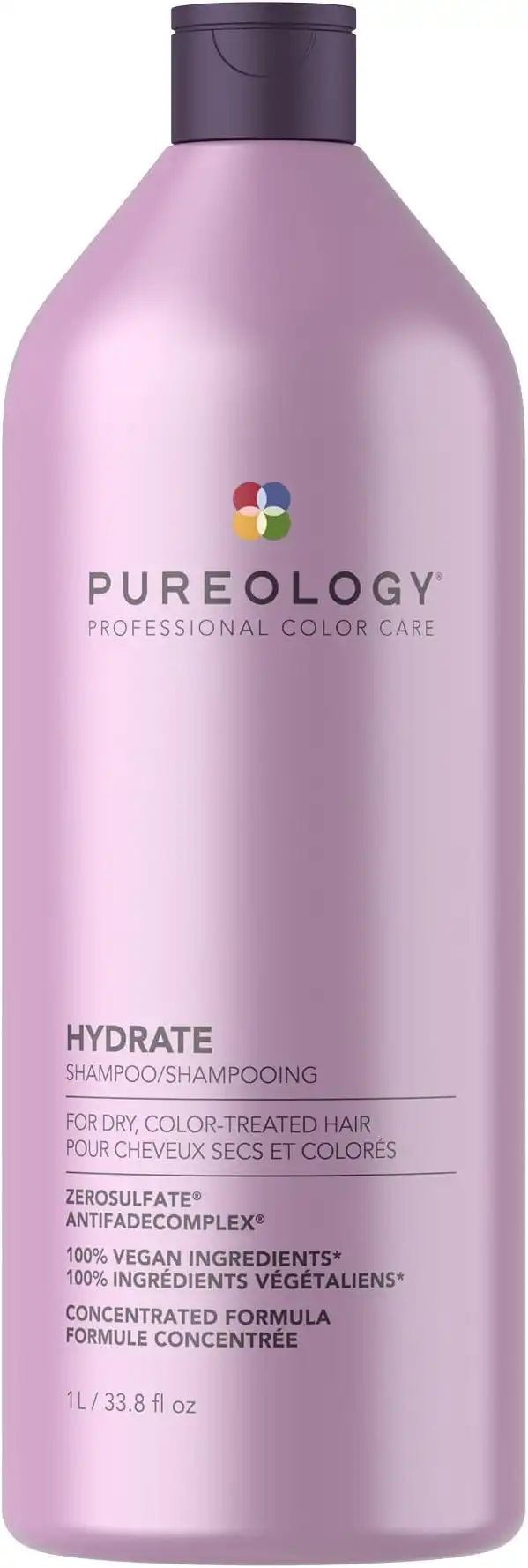 Pureology Hydrate Shampoo For Dry, Color Treated Hair Hydrates & Strengthens Hair Sulfate Free Vegan Updated Packaging 33.8 Fl. Oz, 33.8 Fl Oz (Pack of 1)
