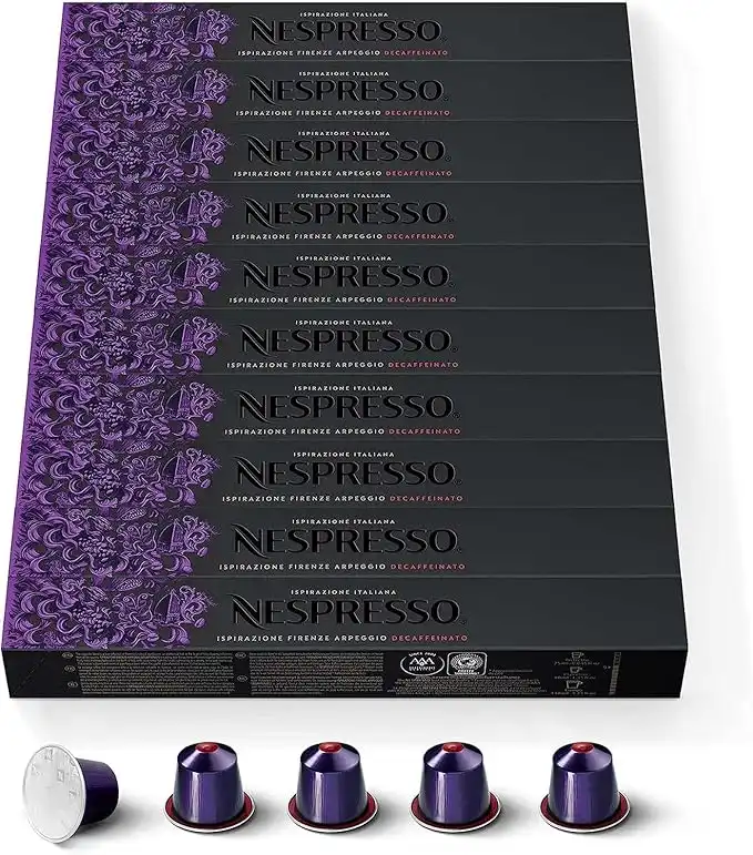 Nespresso Ispirazione Firenze Arpeggio Decaffeinato Original Line Capsules Pack of 10 (100 Capsules)