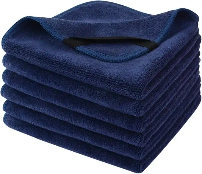 Sinland Microfiber Facial Cloths Fast Drying Washcloth 12inch x 12inch (6pack, Navy Blue)