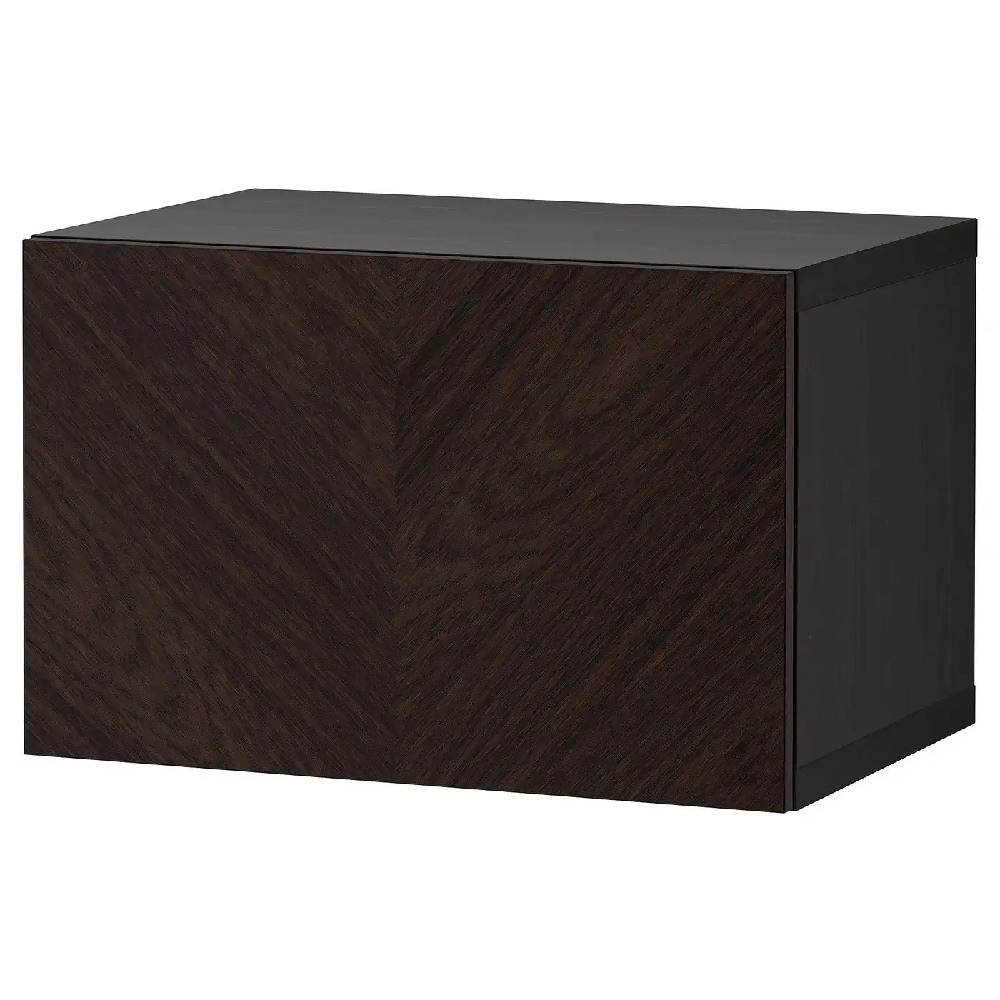 BESTÅ Wall-mounted cabinet combination - black-brown/Hedeviken dark brown 60x42x38 cm