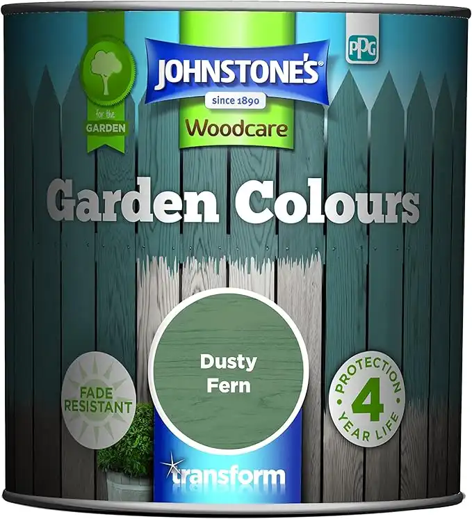 Johnstone's - Garden Colours - Dusty Fern - Exterior Wood Paint - Fade Resistant - Suitable for Garden Furniture Outdoors - Fence Paint - Dry in 2 hours - 12m2 Coverage per Litre - 1L