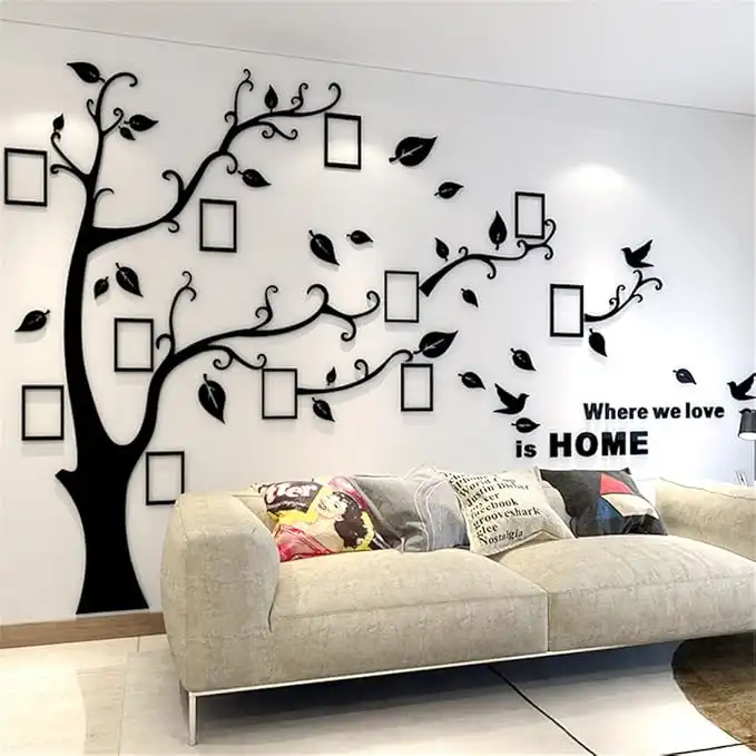 guangmu 3D Tree Wall Stickers DIY Wall Stickers Tree Arts Decorations for Living Room Bedroom (Black Right, M: 150 x 210 cm)